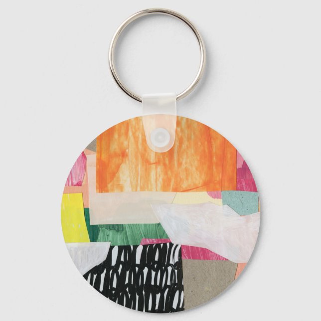 Collage art, modern colourful abstract. keychain (Front)