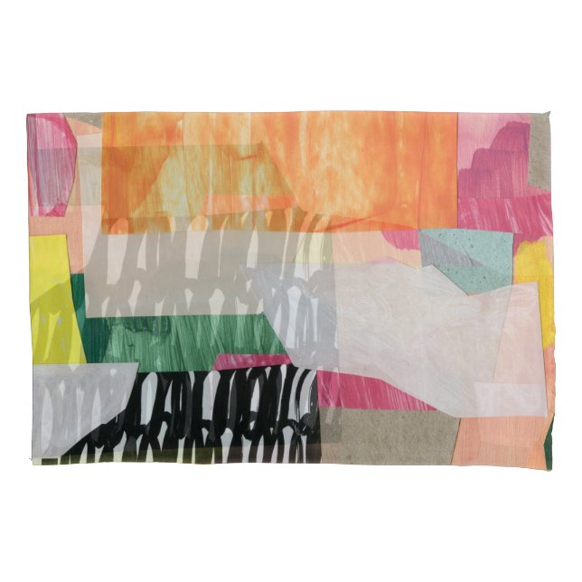 Collage art, modern colourful abstract. pillowcase (Front)