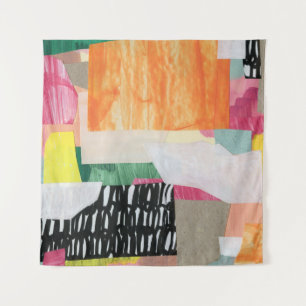 Collage art, modern colourful abstract. tapestry