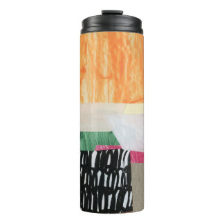 Collage art, modern colourful abstract. thermal tumbler