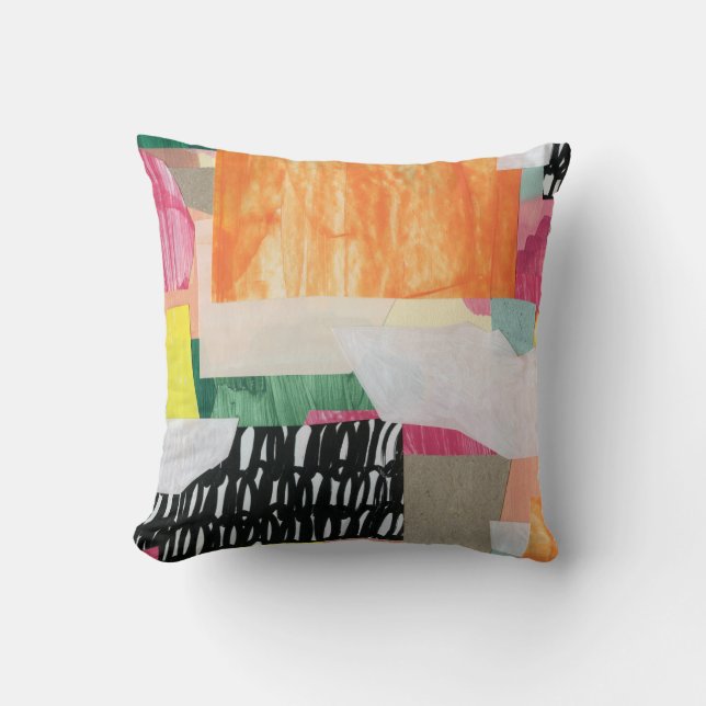 Collage art, modern colourful abstract. throw pillow (Front)