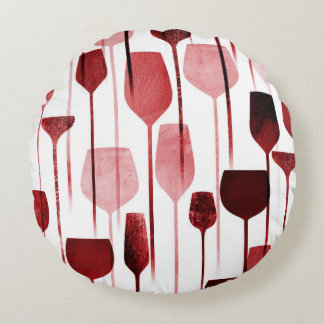 Collage art: party drinks pattern. round pillow