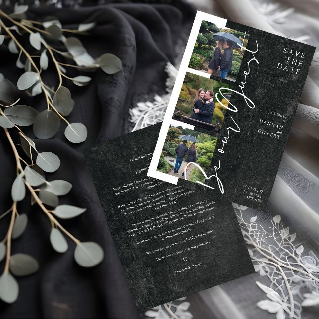 Collage Black & White Be Our Guest 3 Photo Couple (Collage Black & White Be Our Guest 3 Photo Couple Save the Date.)