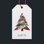 Collage Christmas Tree Gift Tags<br><div class="desc">Features a collage Christmas tree in a colour palette of red and green. Personalize with a name on the front.</div>