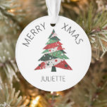 Collage Christmas Tree Ornament<br><div class="desc">Features a collage Christmas tree in a colour palette of red and green. Personalize with a name on the front, and a “from” name on the back.</div>