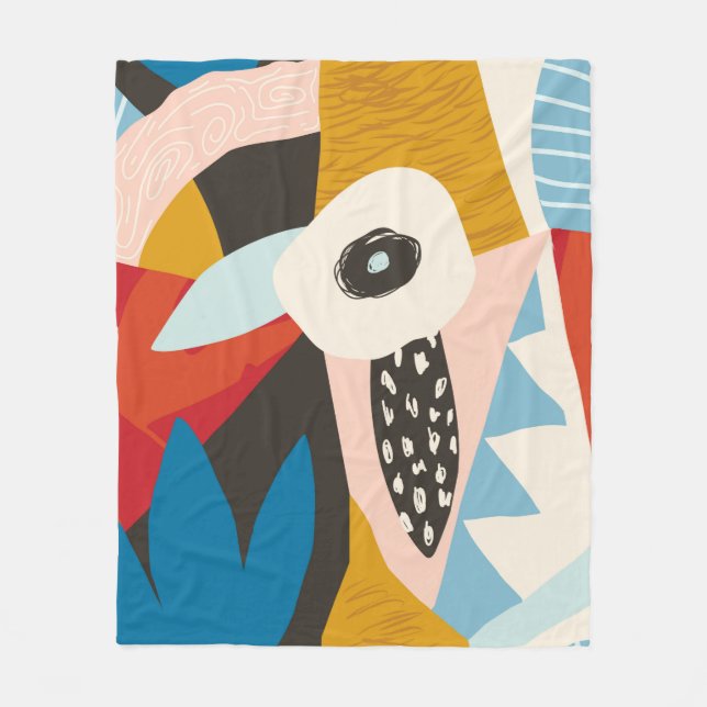 Collage contemporary floral hawaiian pattern in. S Fleece Blanket (Front)