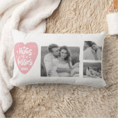 Collage Couple Photo & Hugs And Kisses PInk Heart Lumbar Pillow (Blanket)