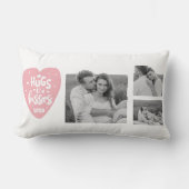 Collage Couple Photo & Hugs And Kisses PInk Heart Lumbar Pillow (Front)