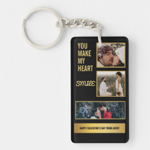 Collage Couple Photo & Lovely Romantic Quote Keychain