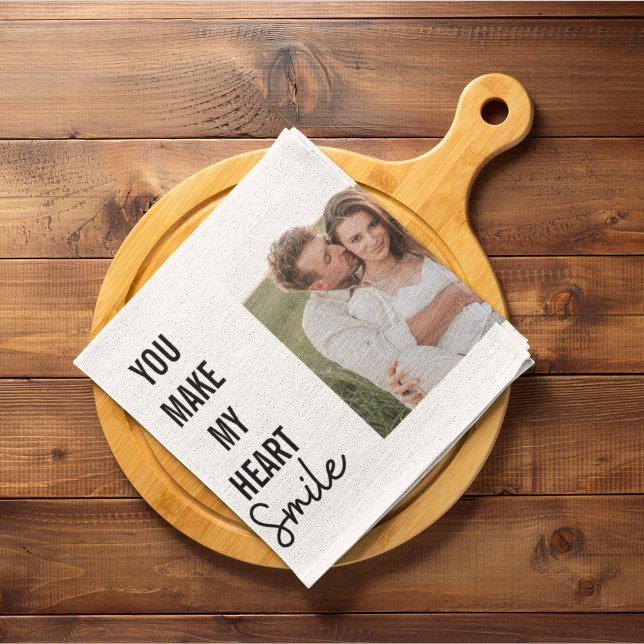 Collage Couple Photo & Lovely Romantic Quote Kitchen Towel (Creator Uploaded)