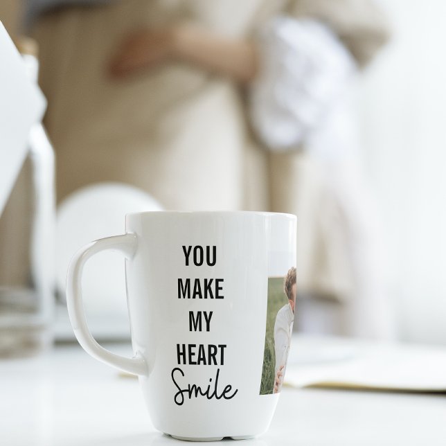 Collage Couple Photo & Lovely Romantic Quote Latte Mug (Creator Uploaded)