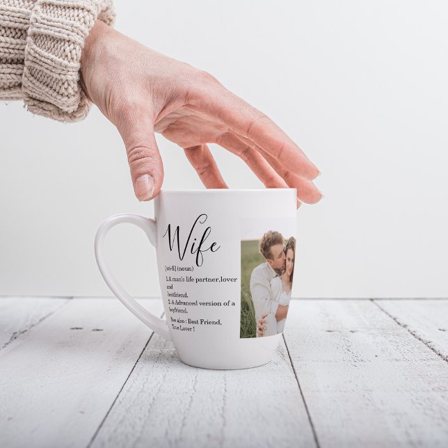 Collage Couple Photo & Lovely Romantic Wife Gift Latte Mug (Creator Uploaded)