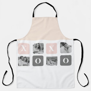 Collage Couple Photo & Pastel Pink & Gray XOXO Apron