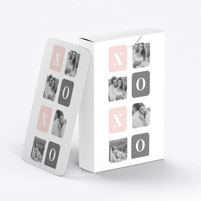 Collage Couple Photo & Pastel Pink & Grey XOXO Playing Cards (Creator Uploaded)