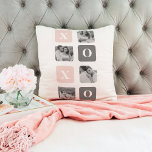 Collage Couple Photo & Pastel Pink & Grey XOXO Throw Pillow<br><div class="desc">Collage Couple Photo & Pastel Pink & Grey XOXO</div>