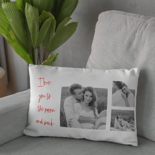 Collage Couple Photo & Romantic Quote Love You Lum Lumbar Pillow