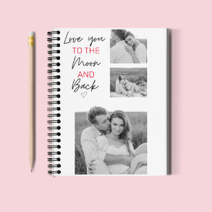 Collage Couple Photo & Romantic Quote To The Moon Notebook