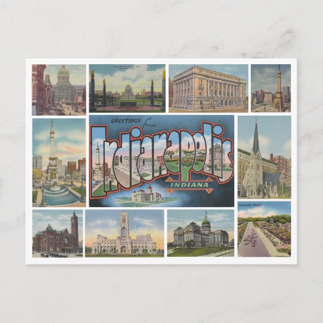 Collage de cartes postales anciennes d'Indianapoli (Devant)