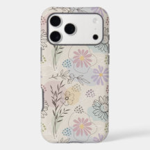 Collage de fleurs sauvages pastel – Géométrique fl