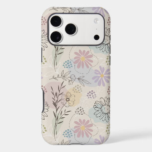 Collage de fleurs sauvages pastel – Géométrique fl