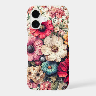 Collage de fleurs vintage coloré mignon