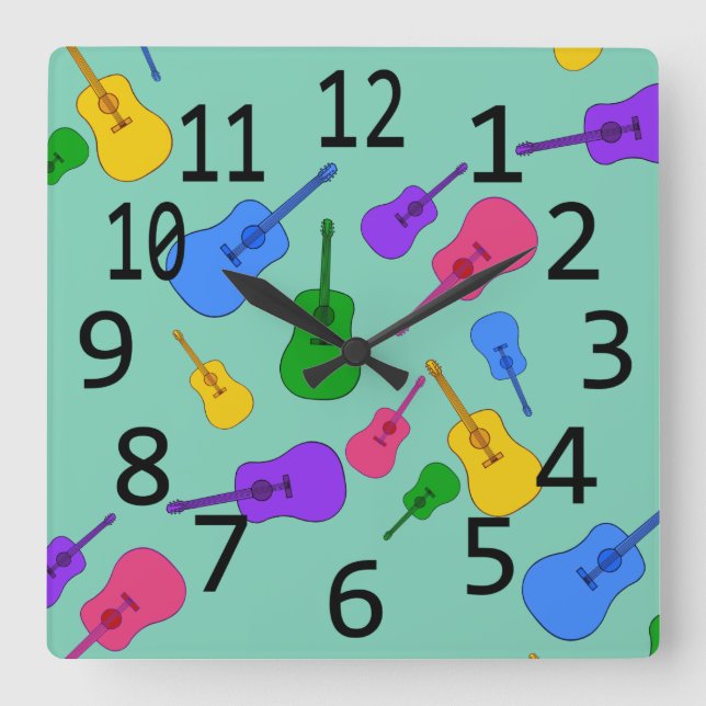 Collage de guitare colorée en couleurs Horloges mu (Recto)