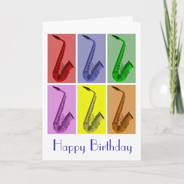 Collage de la carte d'anniversaire des saxophones  (Devant)