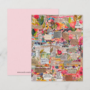 Collage de papier floral Cartes de mots d'inspirat