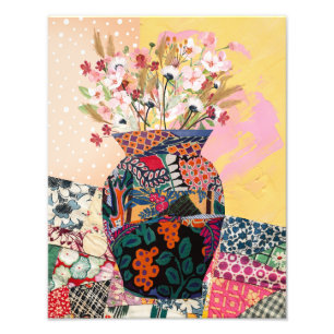 Collage de papier floral en gros plan Poster mixte