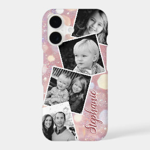 Collage de photos à effet Bokeh avec paillettes ro