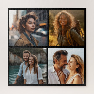 Collage de photos de couples romantiques en puzzle