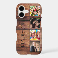 Collage de photos de famille personnalisé en bois
