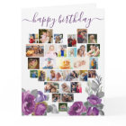 Collage de photos du coeur Purple Floral Carte d'a