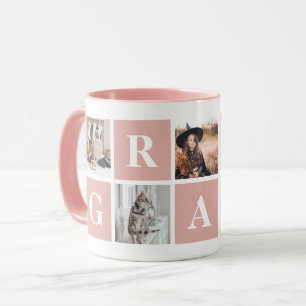 Collage de photos en rose des mugs personnalisés 