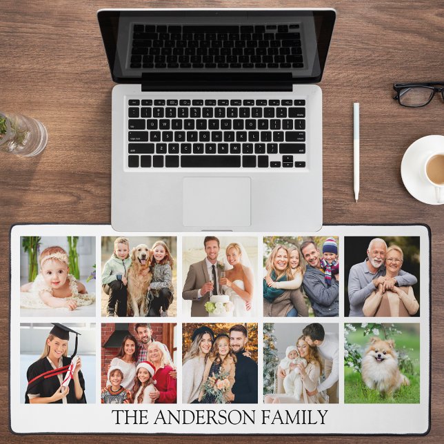Collage de photos familiales Mat de bureau (Customize to change text size, text style or background color.)