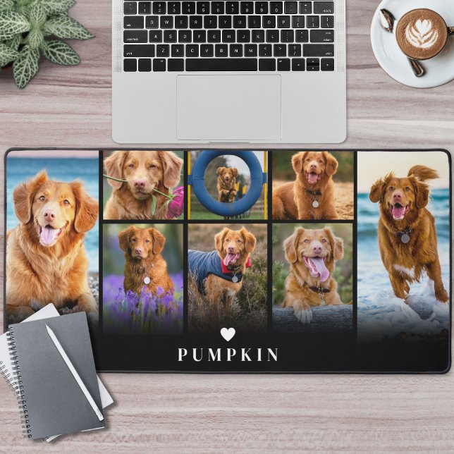 Collage de photos personnalisé avec nom (Personalized Name Pet Photo Collage Desk Mat)