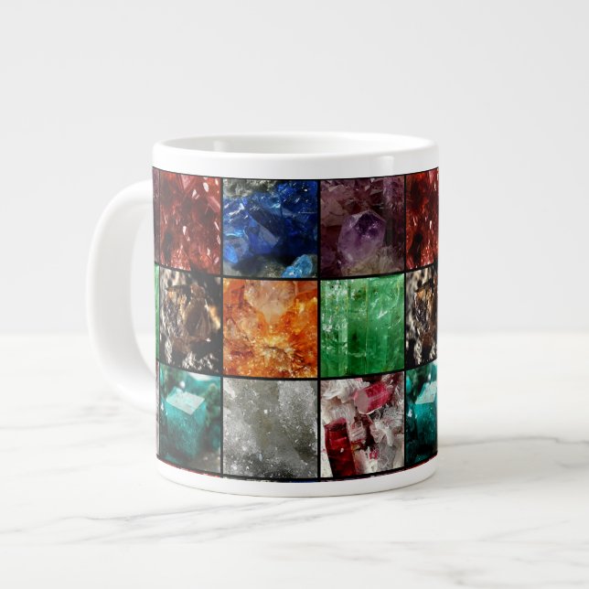 Collage de pierres précieuses Mug de café géant (Devant gauche)