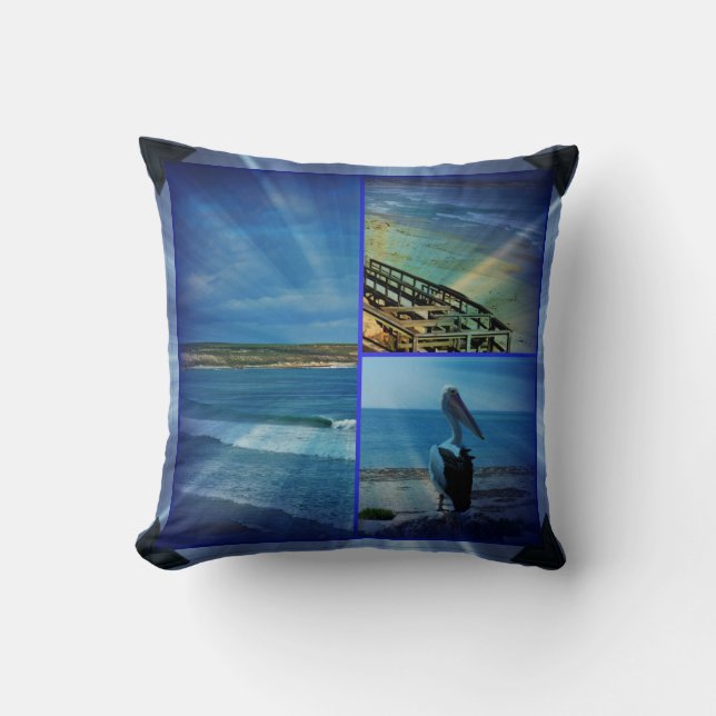Collage De Plage Étincelante, Coussin De Lounge Ca (Recto)