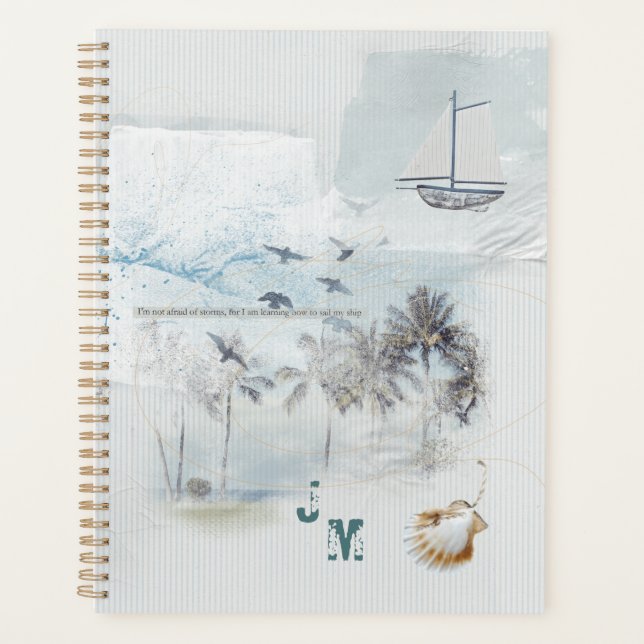 Collage de sable et de mer avec initiales (Devant)