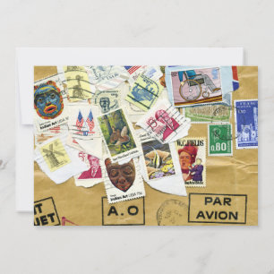 Collage de timbre vintage Invitation de la fête d'