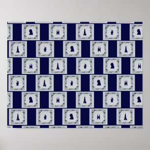 Collage Delft blue tiles Poster