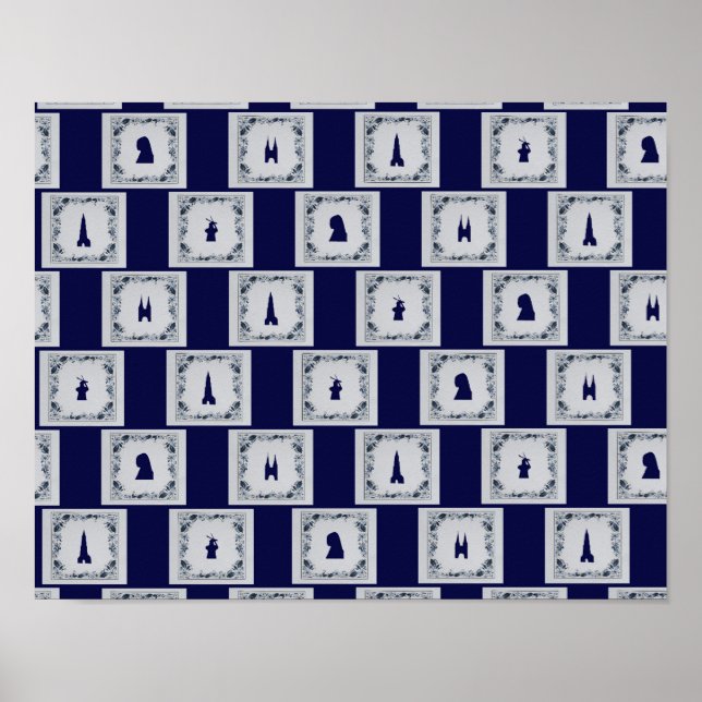Collage Delft blue tiles Poster (Front)