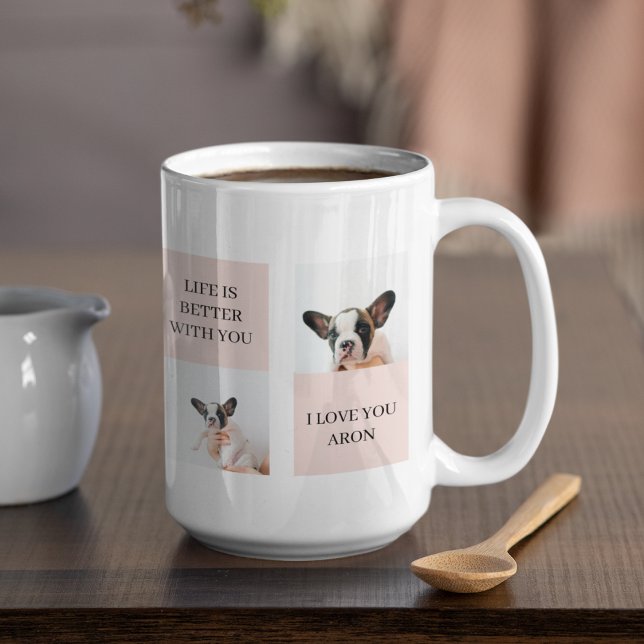 Collage Dog Photos | Dog Is My Valentines | Pink  Coffee Mug (Creator Uploaded)