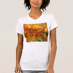 Collage d'or de papillon et de lis - T-shirt