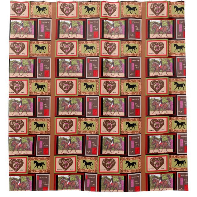 collage Equestrian Dressage Cheval rideau de douch (Devant)