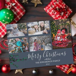 Collage familial rustique Carte magnétique bleue d