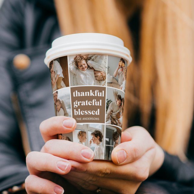 Collage Family Photo | Thankful Grateful Blessed Paper Cups (Creator Uploaded)