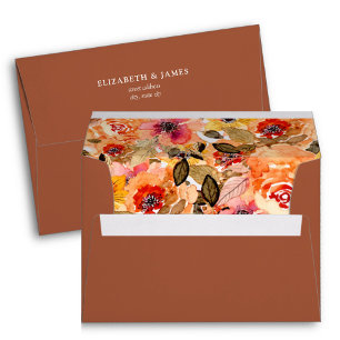 Collage Floral Automnal Enveloppe Terracotta Doubl