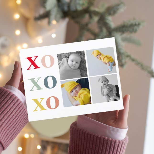 Collage Four Photos | Colourful XoXoXo Postcard (Creator Uploaded)