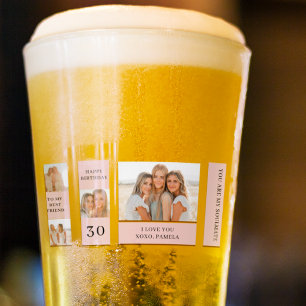 Collage Friend Photos Happy Birthday Gift Glass